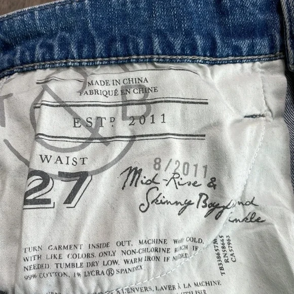 Treasure & Bond Women’s Distressed Mid Rise Skinny Boyfriend Ankle, size 27 - Picture 5 of 13